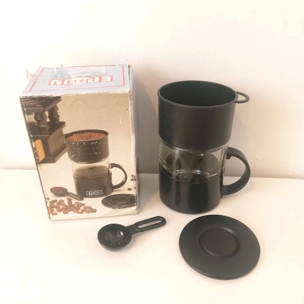 Vintage Enjoy Coffee Tea Maker One Cup w/ Filter Net Nouedad Travel Camping